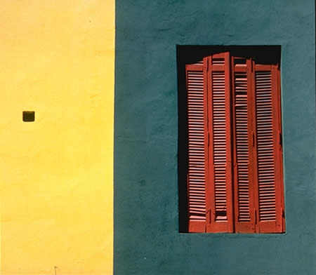 Red Shutters in a Green & Yellow Field